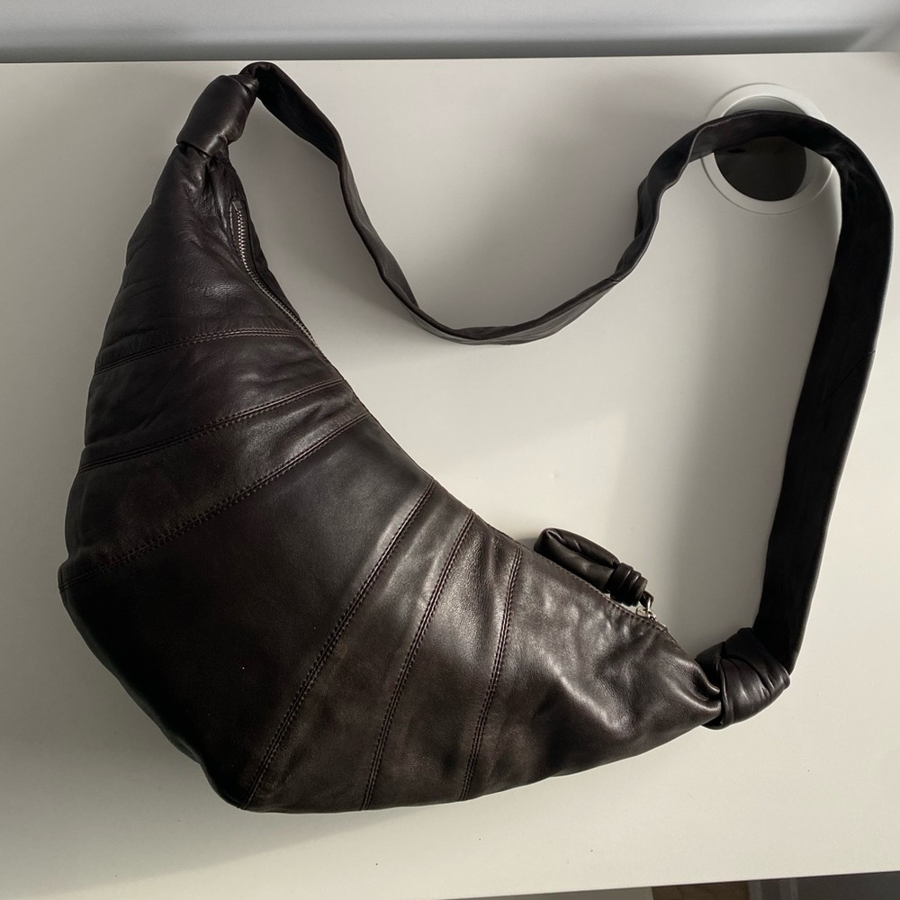 Lemaire Chocolate Brown Medium Croissant Bag